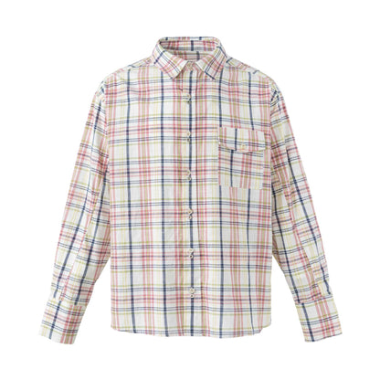 Women's Lightweight Checkered Shirt in Oversized Fit made of Linen-Cotton Blend with Chest Pocket EVA-US