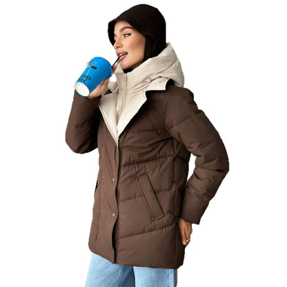 Women's padded double-breasted parka with removable quilted inner vest EVA-US