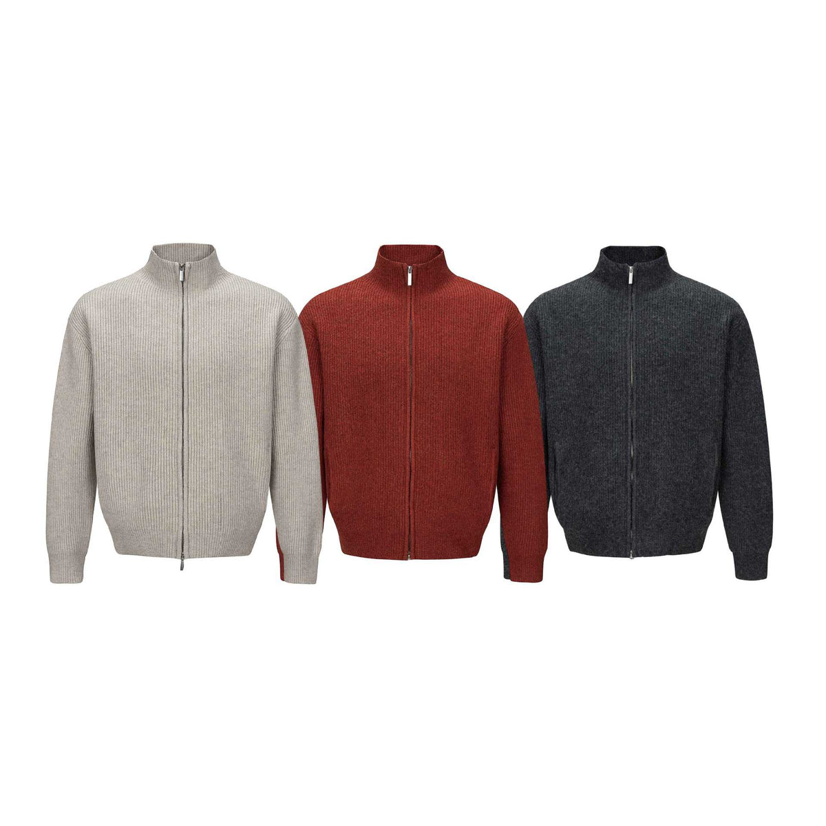 Unisex Short Ribbed Knit Zipper with High Stand Collar and Slim Fit EVA-US