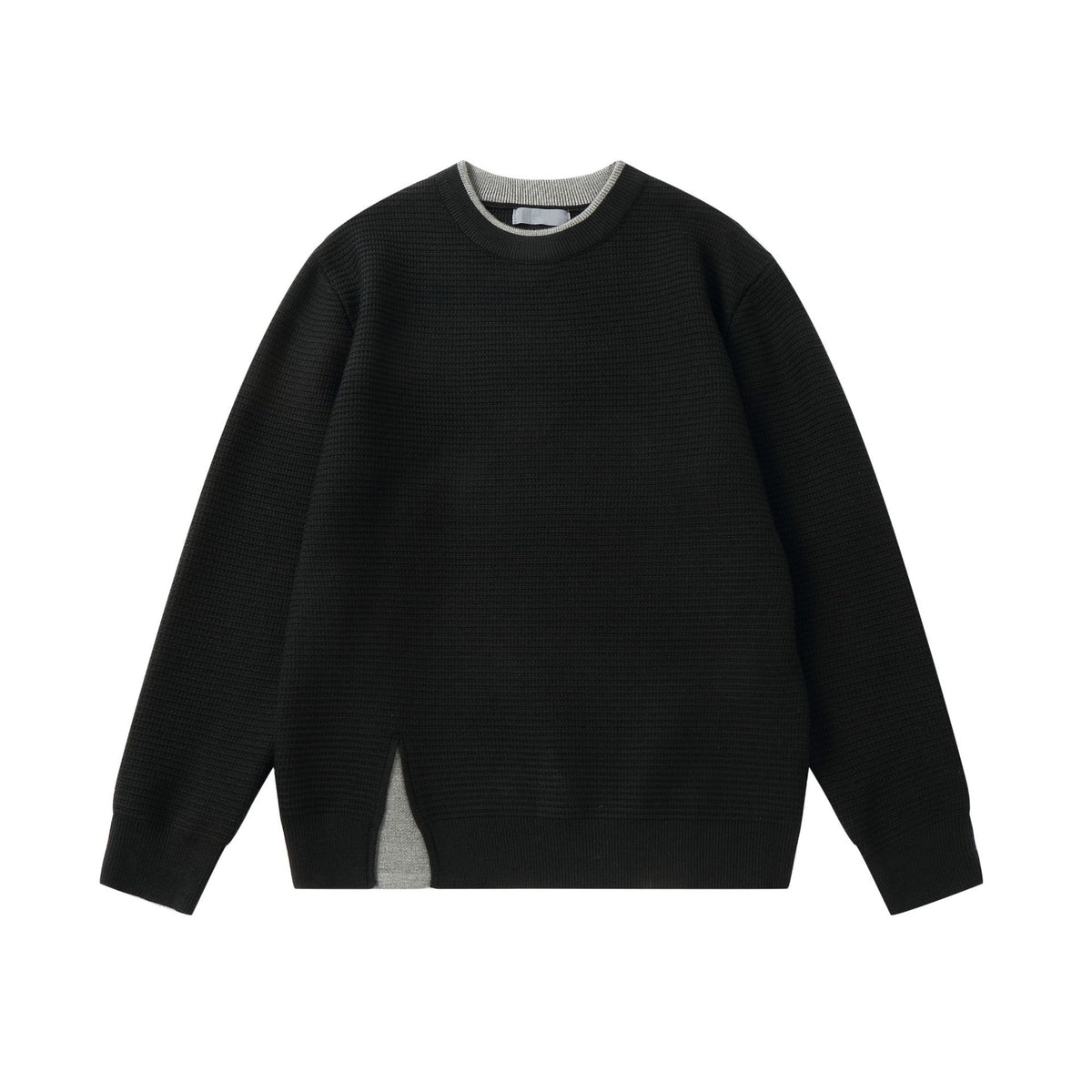 Women's Structured Round Neck Sweatshirt with Side Wedge Slit EVA-US