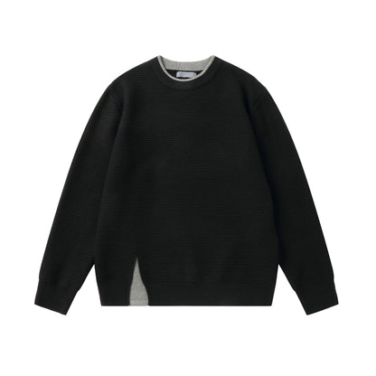 Women's Structured Round Neck Sweatshirt with Side Wedge Slit EVA-US
