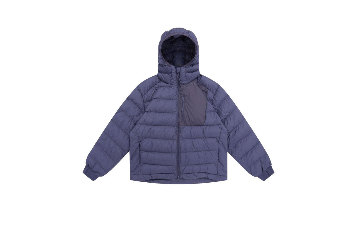 Men's lightly padded hooded jacket in boxy cut with technical inserts EVA-US