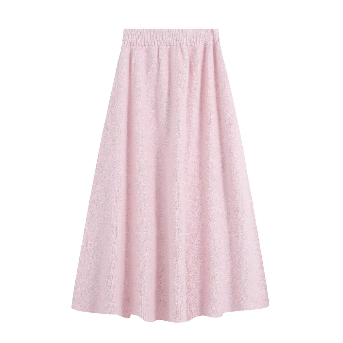 Women's knit set with cozy sweater featuring 3D flower appliqué and A-line skirt EVA-US
