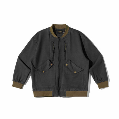 Men's short-cut utility bomber jacket with flap pockets and double chest zip EVA-US