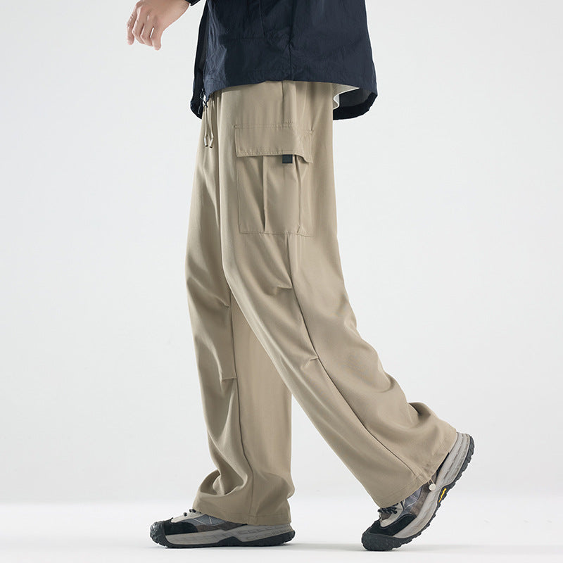Men's Wide Tech Cargo Pants with Utility Pockets and Adjustable Waist EVA-US