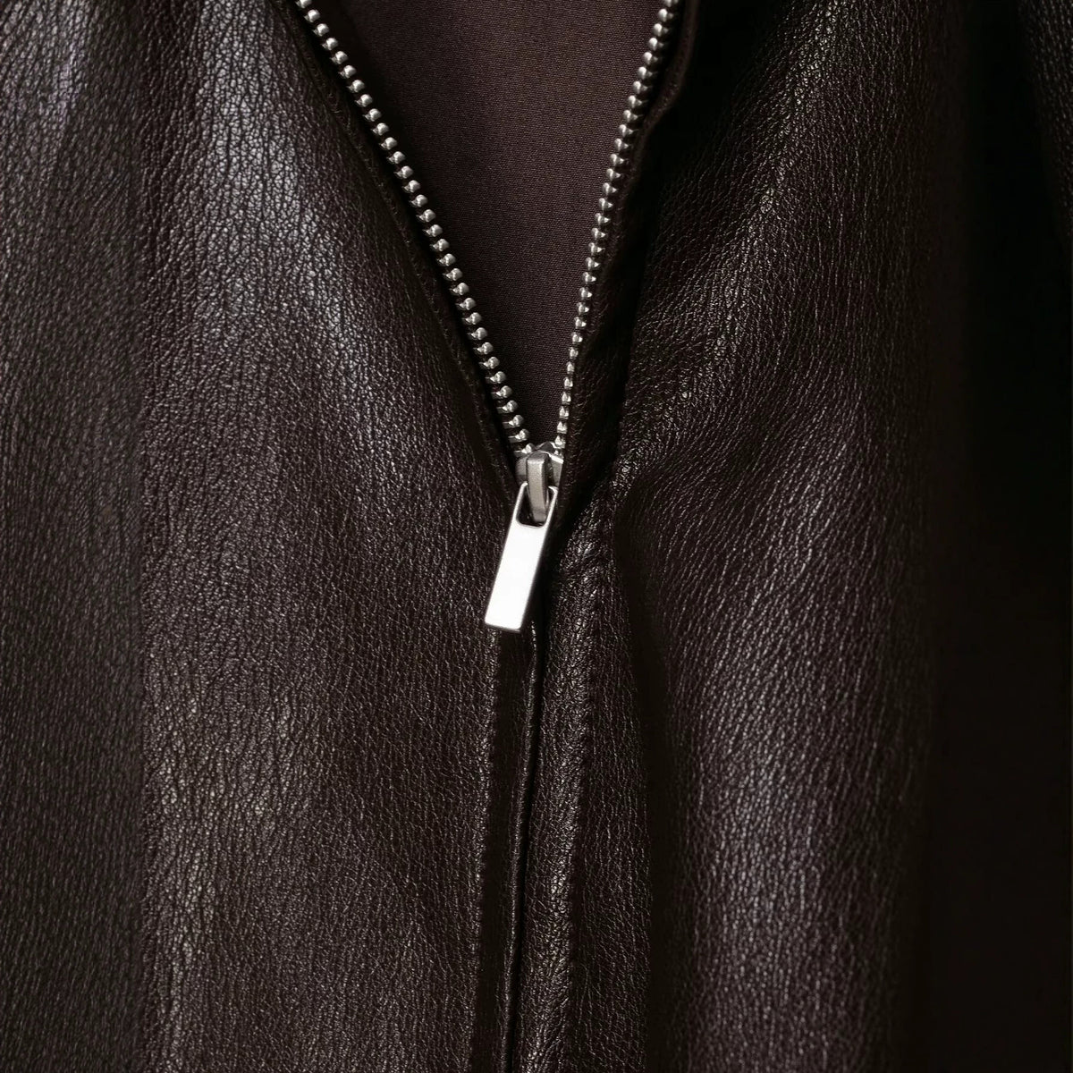 Women's Oversize Jacket in Leather Look with High Funnel Collar, Raglan Sleeves and Drawstring Hem EVA-US
