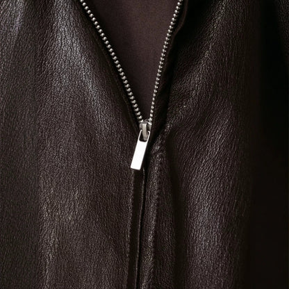 Women's Oversize Jacket in Leather Look with High Funnel Collar, Raglan Sleeves and Drawstring Hem EVA-US