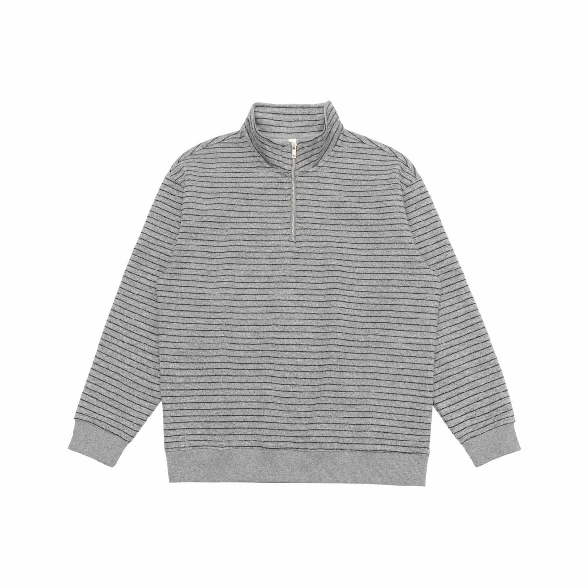Men's fine knit half-zip sweater with stand-up collar and fine stripes EVA-US