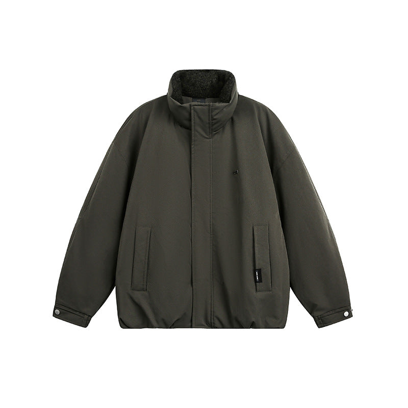 Men's Oversize Quilted Jacket with High Collar and Teddy Lining EVA-US