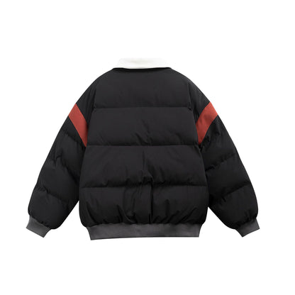 Women's short padded blouson jacket with contrasting collar and embroidery details EVA-US