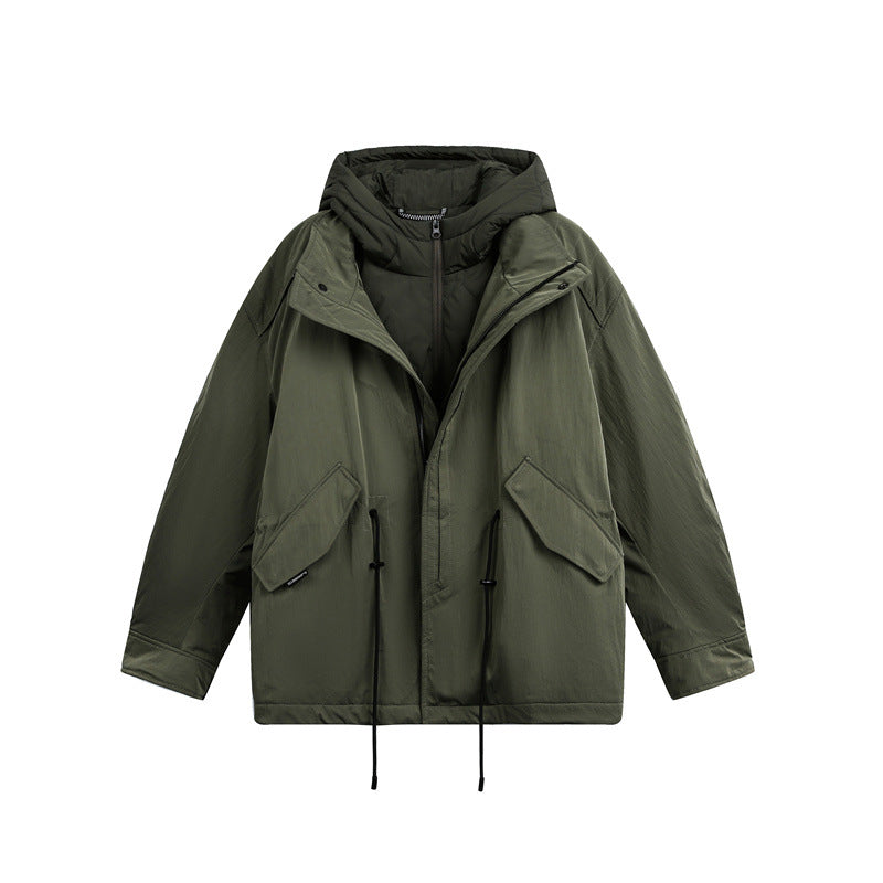 Men's Oversize Parka with Quilted Padding and Drawstring EVA-US
