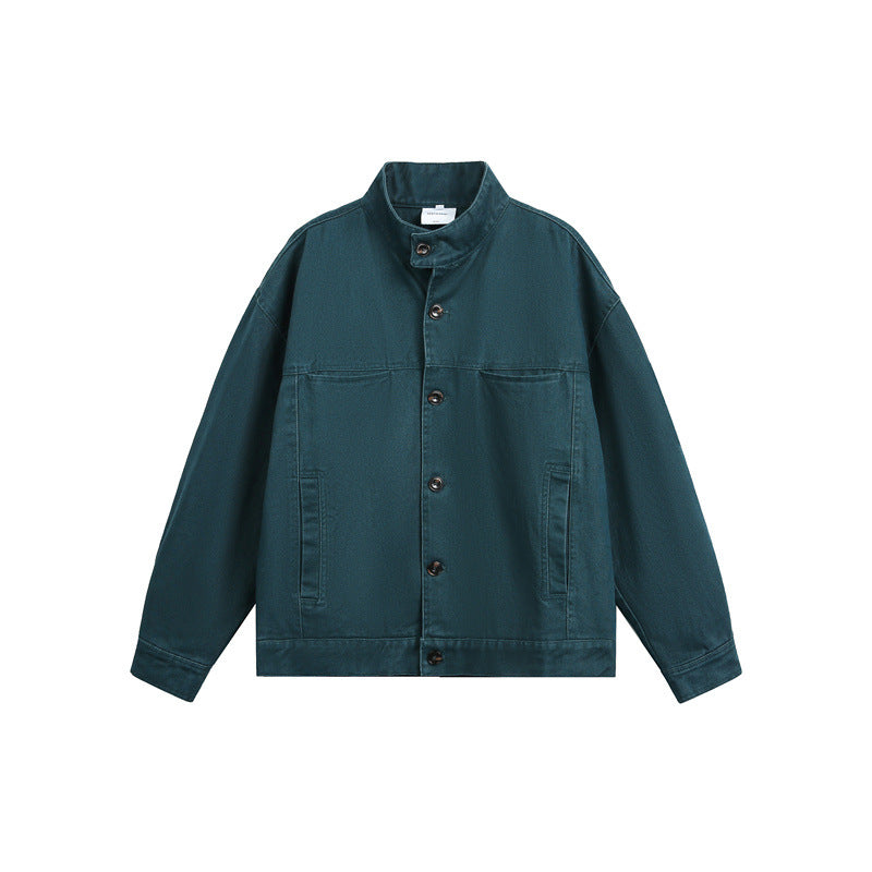 Unisex Short Cut Canvas Work Jacket with High Stand-Up Collar EVA-US