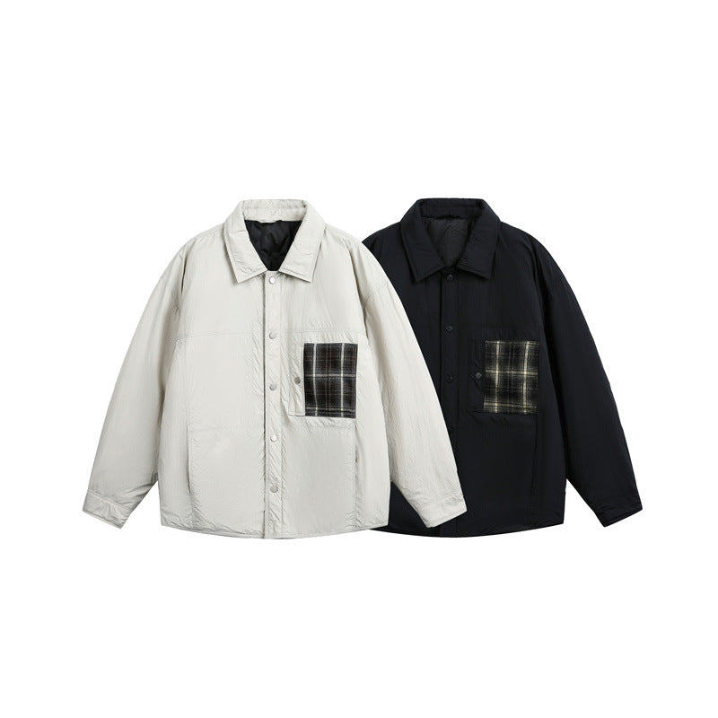 Men's Quilted Shirt Jacket with Contrast Check Pocket EVA-US