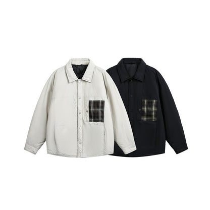 Men's Quilted Shirt Jacket with Contrast Check Pocket EVA-US
