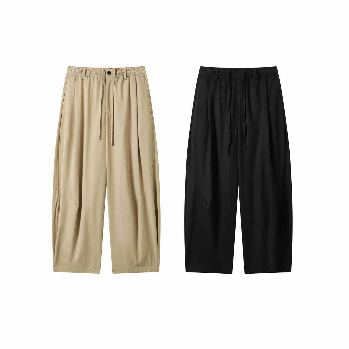 Women's wide culotte pants with elastic waistband and drawstring EVA-US