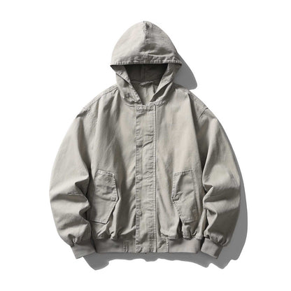 Unisex Boxy Utility Hooded Jacket made of sturdy canvas with ribbed cuffs and flap pockets EVA-US