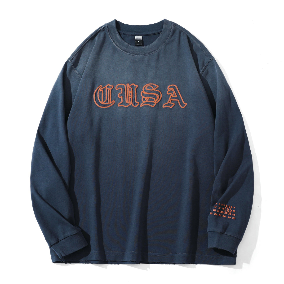 Unisex Oversize Sweatshirt with Vintage Old Script Embroidery EVA-US