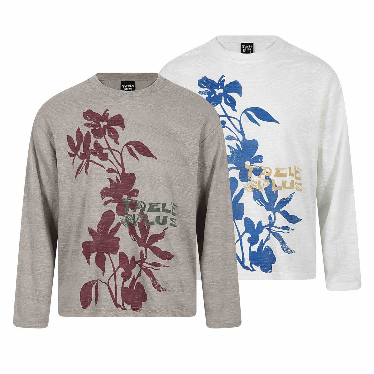 Unisex Oversized-Long Sleeve Shirt made of Slub Jersey with Floral Print EVA-US