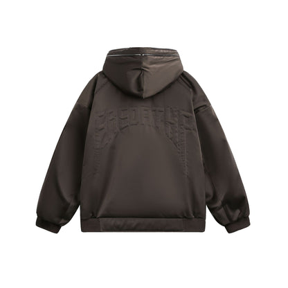 Men's Padded Oversized Bomber Jacket with Hood and Double Zipper EVA-US