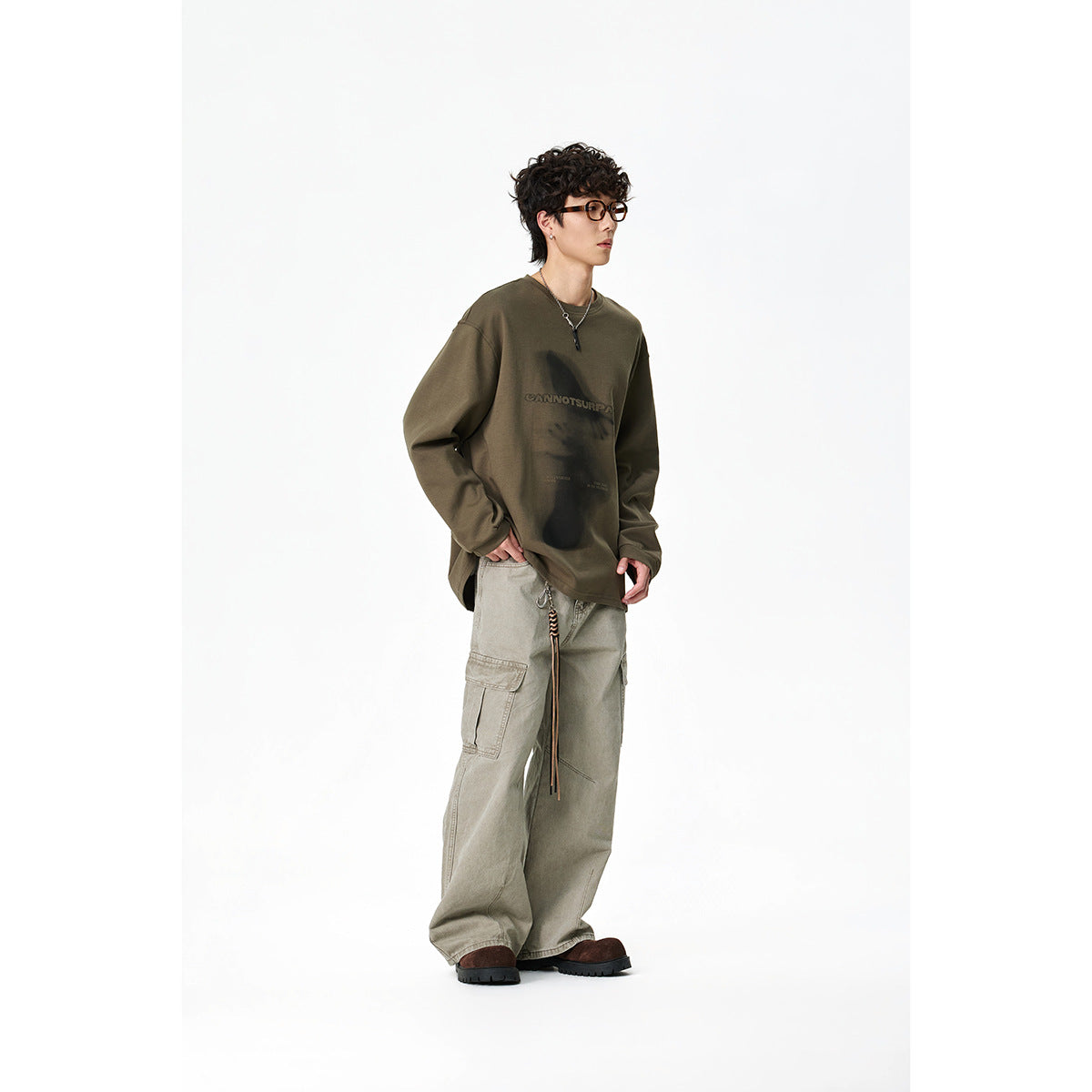 Unisex Oversize-Longsleeve shirt with surreal photo print and ribbed cuffs EVA-US