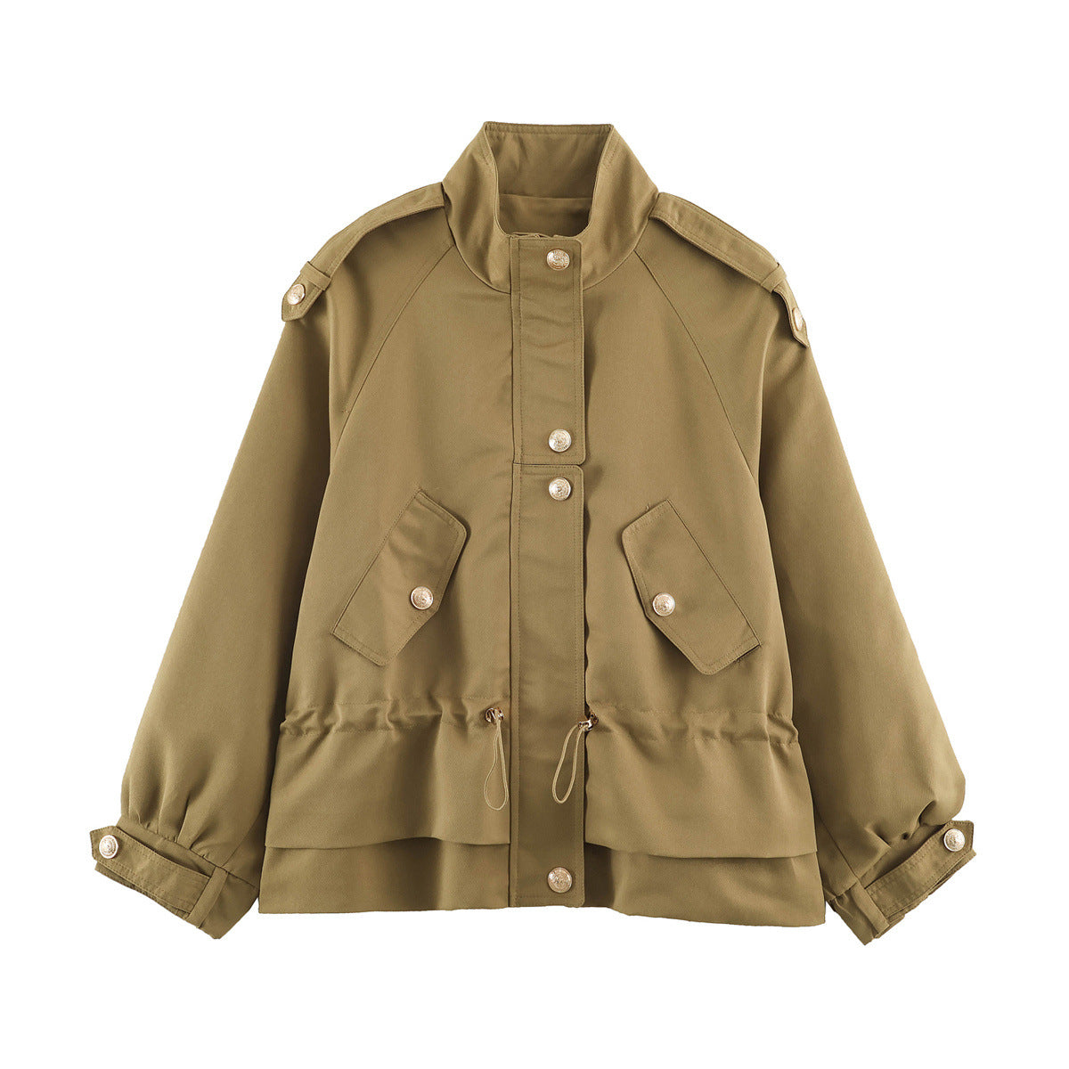 Women's Tailorable Utility Jacket with Stand-Up Collar, Epaulettes and Flap Pockets EVA-US