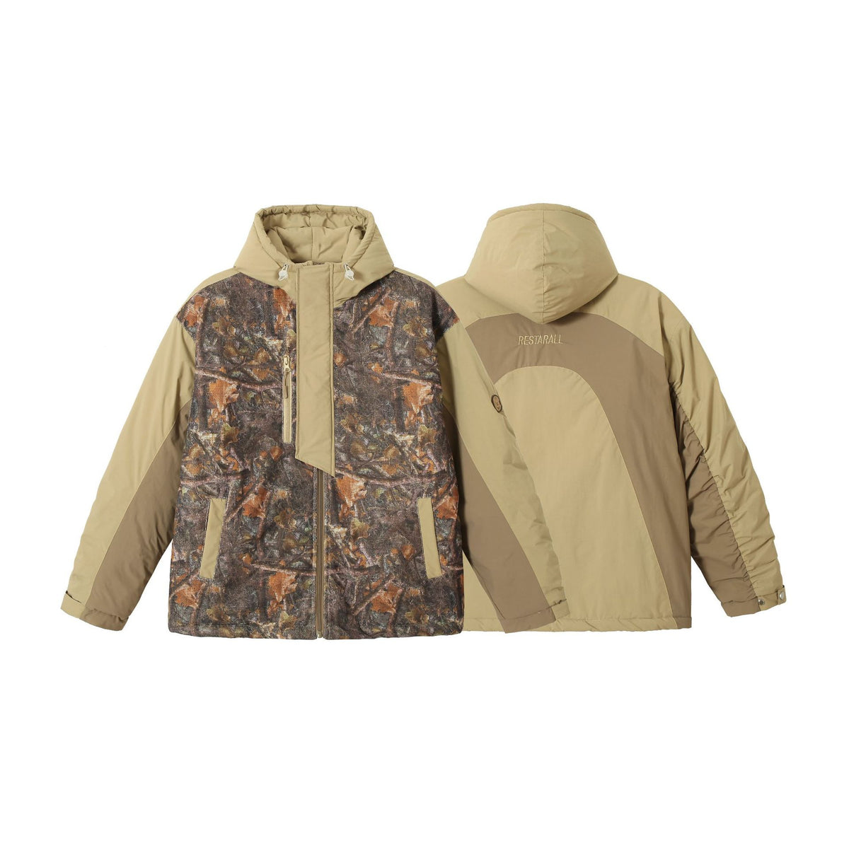Men's waterproof camouflage field jacket with hood, thermal insulation and utility details EVA-US