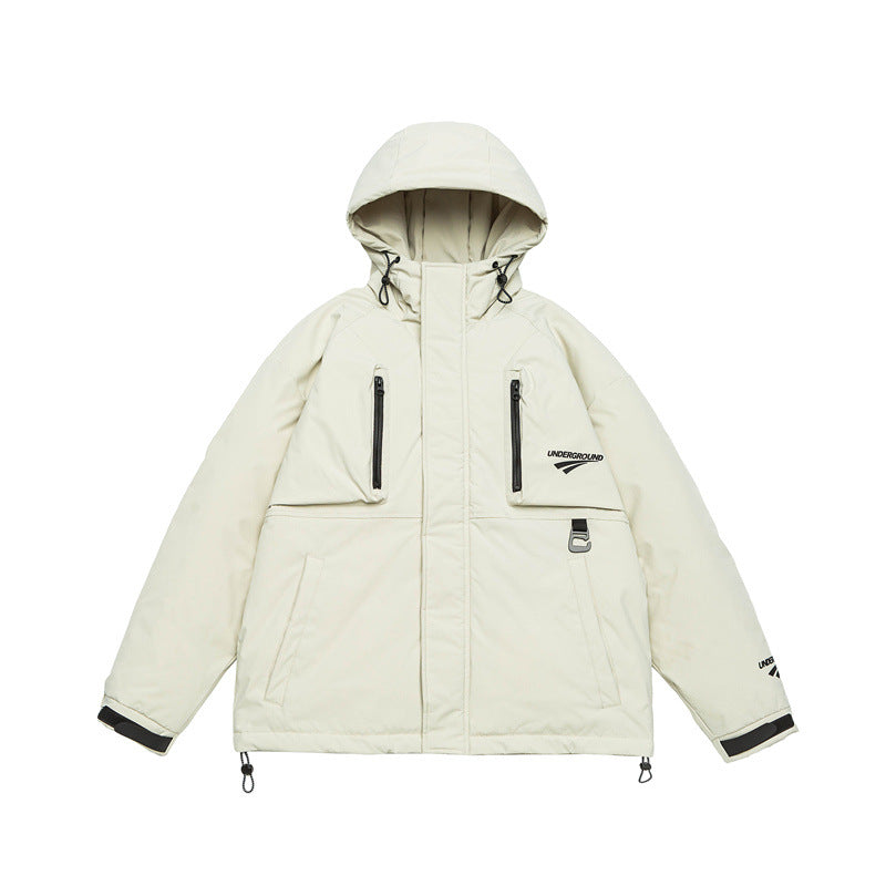 Unisex Technical Padded Parka Jacket with Hood and Zip Chest Pockets EVA-US