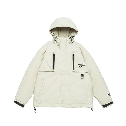 Unisex Technical Padded Parka Jacket with Hood and Zip Chest Pockets EVA-US
