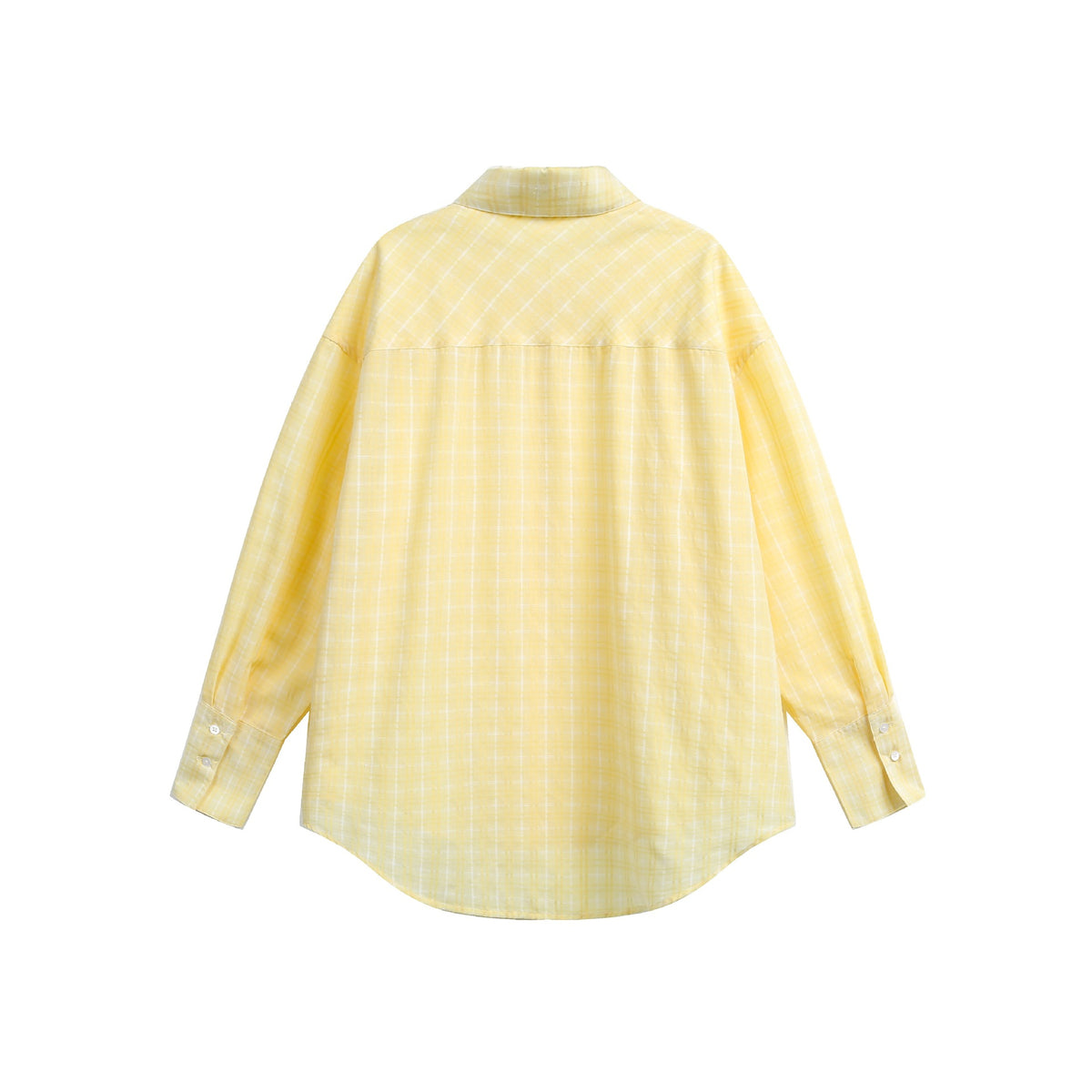 Women's oversized blouse with fine check pattern, drop shoulder and extended back section EVA-US