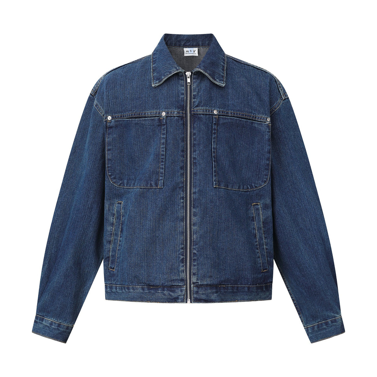 Unisex casually cut denim blouson jacket with full zip EVA-US