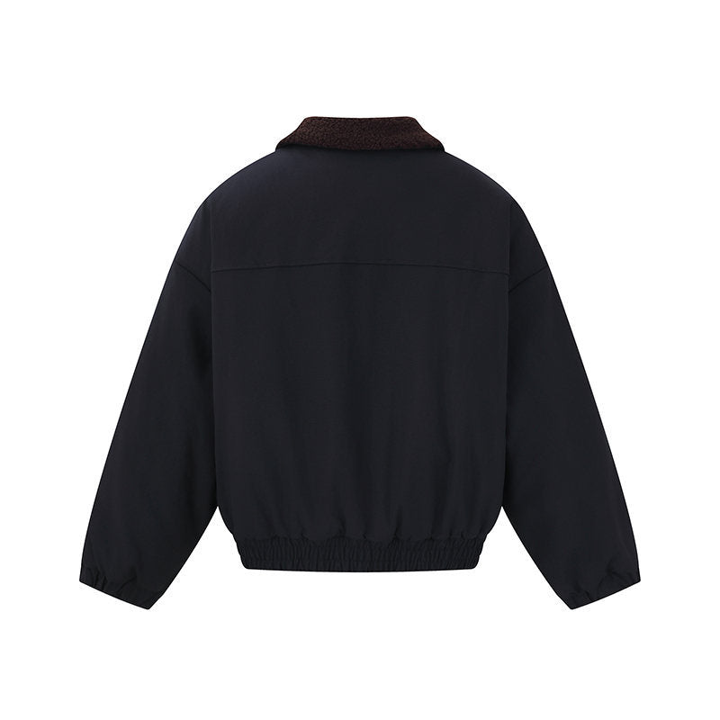 Unisex short bomber jacket in boxy cut with teddy collar EVA-US