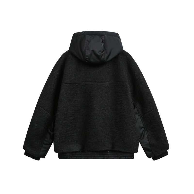 Unisex Oversized Teddy-Fleece Winter Jacket with Removable Hood EVA-US