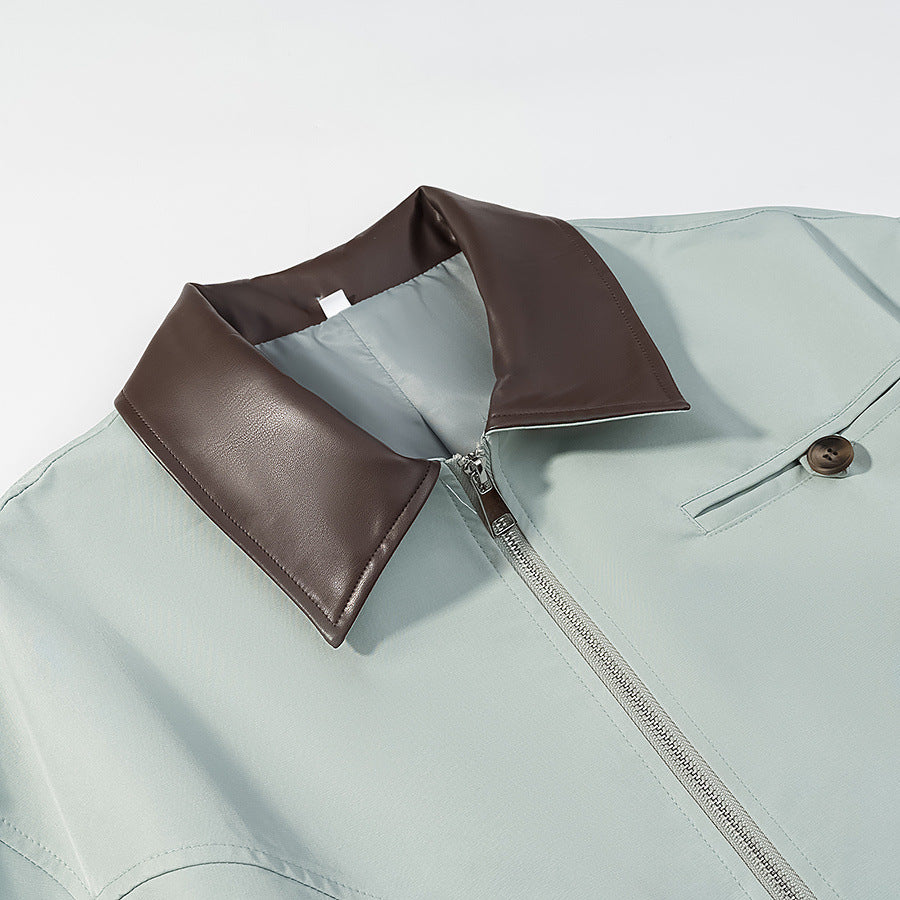 Women's short jacket with zipper, contrast collar and flap pockets EVA-US