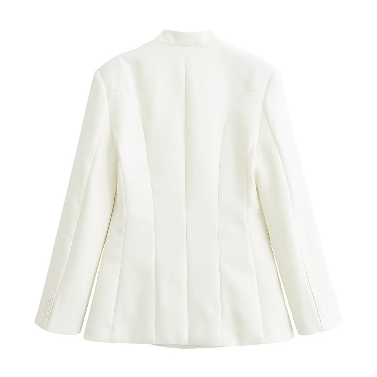 Women's asymmetrical buttoned short blazer with stand-up collar and patch pockets EVA-US