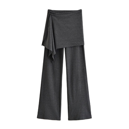 Ladies Palazzo Pants with Wrap Skirt Detail and Wide Leg EVA-US