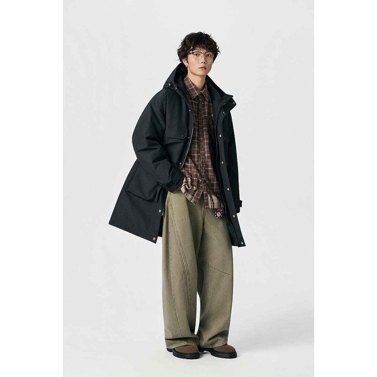 Men's Water-Repellent Tech Parka with Multiple Pockets and Hood EVA-US