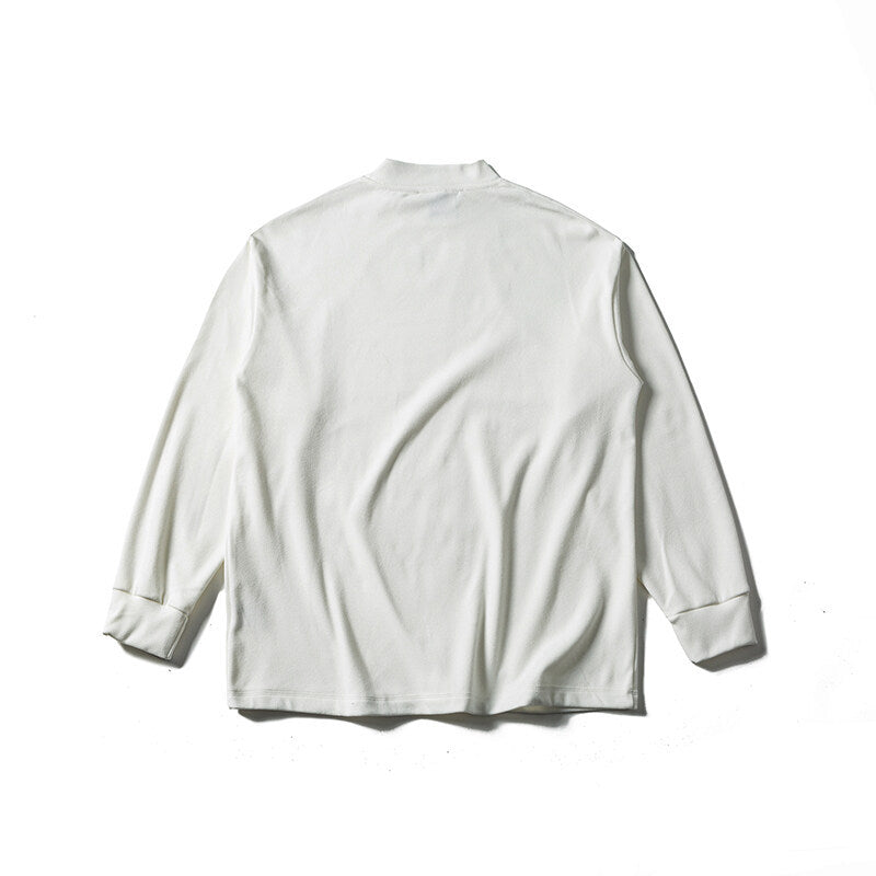 Unisex Oversize-Long sleeve shirt with mock neck made of cotton blend EVA-US