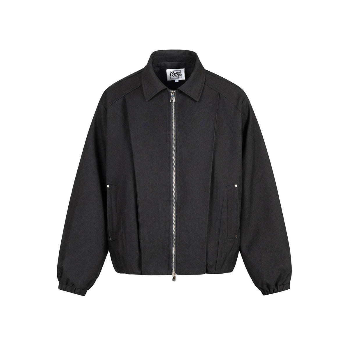 Unisex Boxy-Short Jacket with Shirt Collar, Two-Way Metal Zipper, and Elastic Hem EVA-US