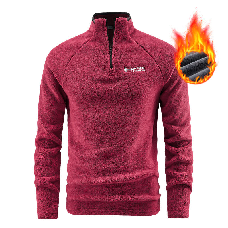 Men's warming microfleece pullover with half zip, ergonomic raglan sleeves, and cozy inner structure EVA-US