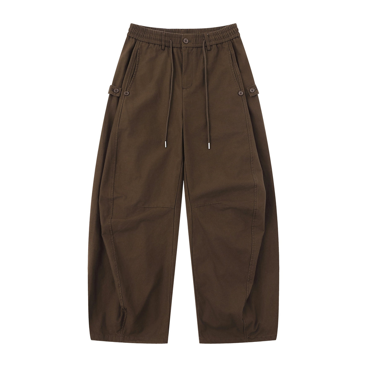 Women's utility-style culotte cargo pants with elastic drawstring waistband and flap pockets