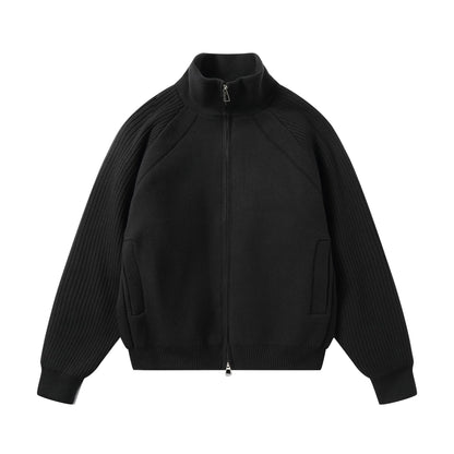 Unisex Knit Zip Jacket with Stand-Up Collar and Ribbed Sleeves EVA-US