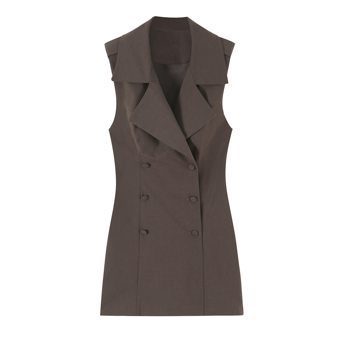 Women's tailored sleeveless double-breasted blazer dress with shawl collar EVA-US