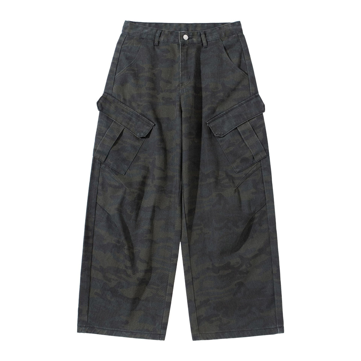 Women High-Cut Cropped Cargo Pants in Utility Style with Large Flap Pockets EVA-US