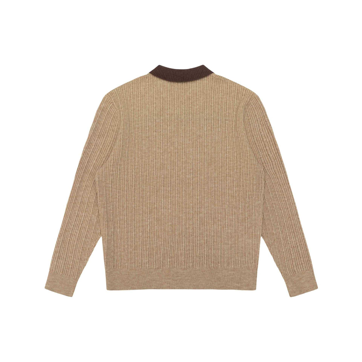 Men's fine-structured ribbed knit polo sweater with contrast collar EVA-US
