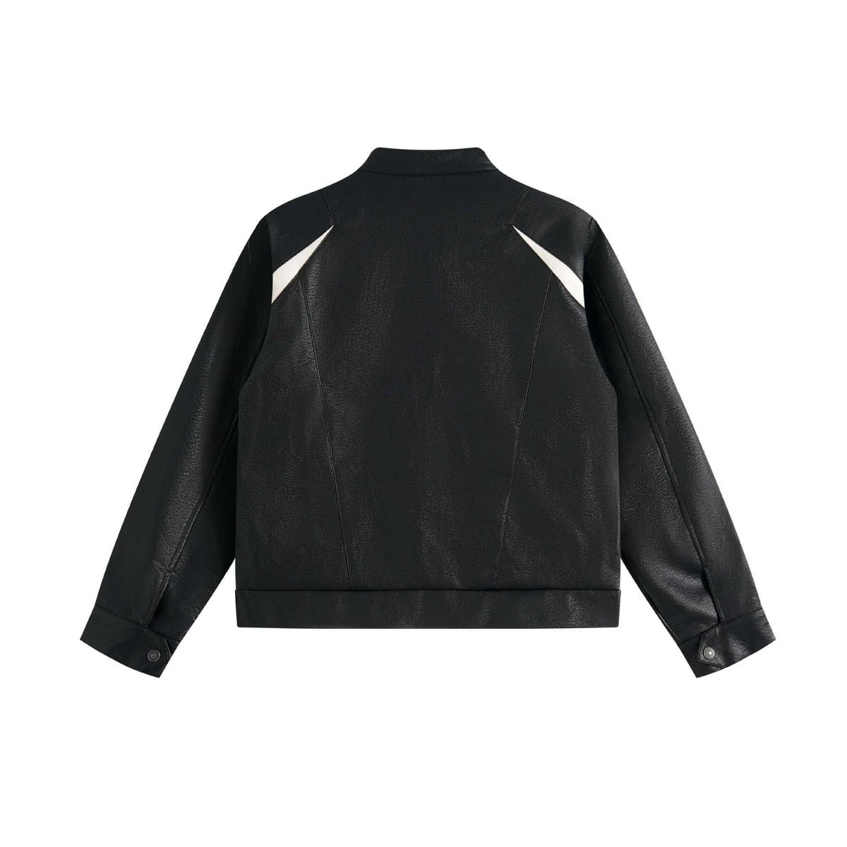 Unisex Boxy-Colorblock-Bomber Jacket in Leather Look with High Stand-up Collar EVA-US