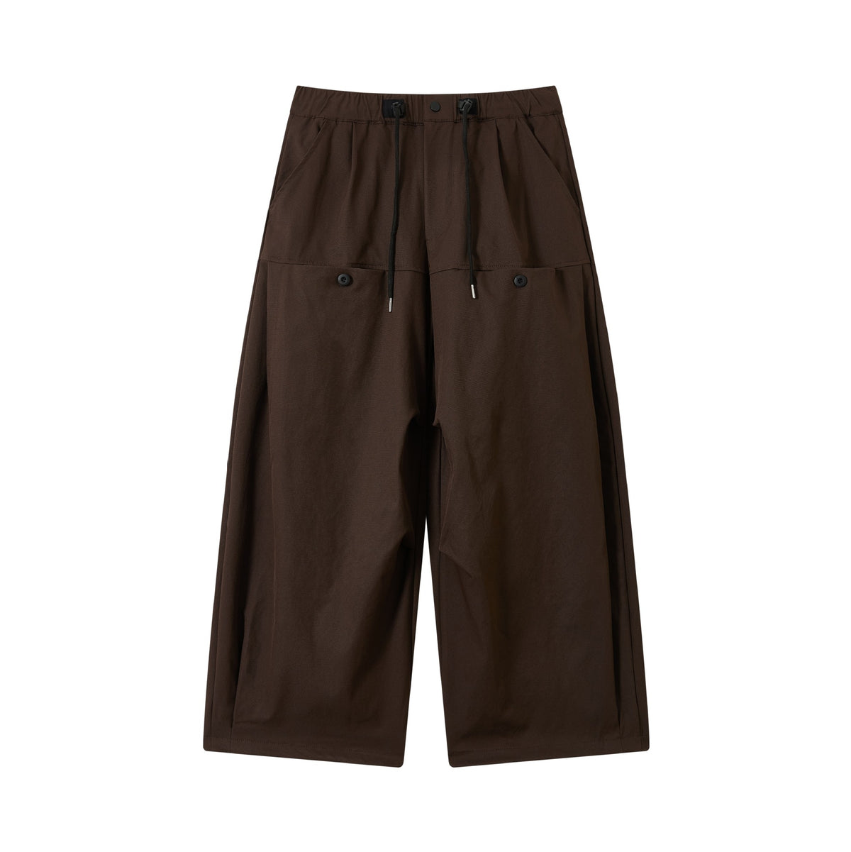 Women's wide cropped pleated trousers with drawstring and cargo pockets EVA-US