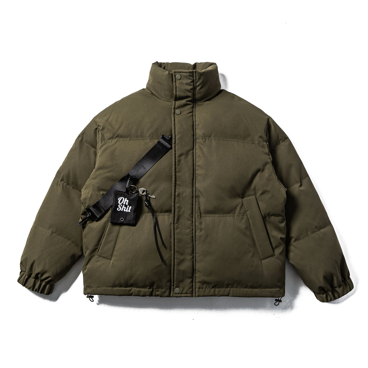 Unisex Boxy-padded Puffer jacket with high standing collar, adjustable hem and utility belt EVA-US