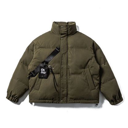 Unisex Boxy-padded Puffer jacket with high standing collar, adjustable hem and utility belt EVA-US