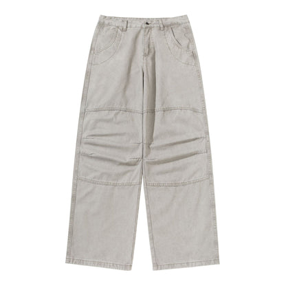 Women Wide Cropped Cargo Pants with Knee Panels and Patch Pockets EVA-US