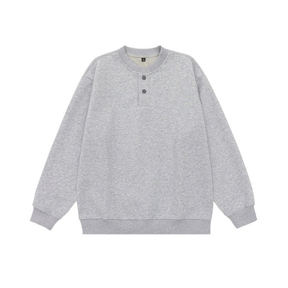 Unisex Loose-fitting sweatshirt with half-button placket and ribbed cuffs EVA-US